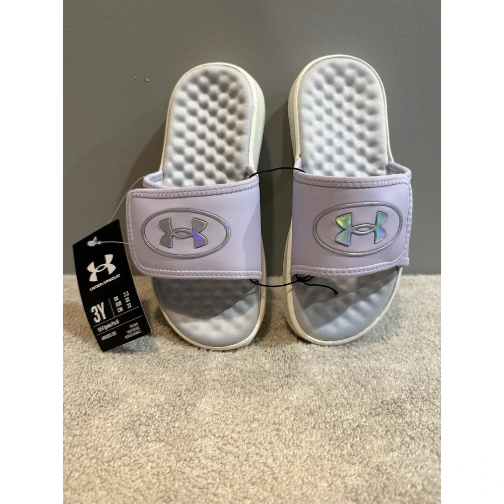 Violet Youth Size 3Y Under Armour Adjustable Slides (G Ignite Pro 8)